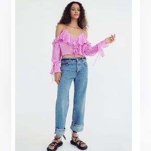 Zara ruffled pleated top